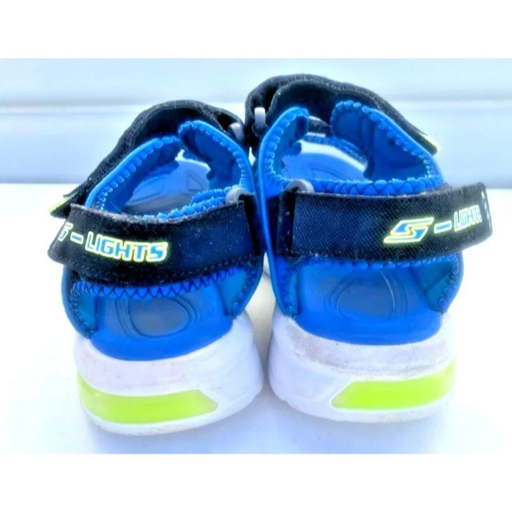 Skechers Mega Boys Sandals Size 3 Youth Light-up Multi Adjust Straps Water Shoes